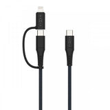 Fixed Kabel 2in1 USB-C/Lightning 60W 2m Sort