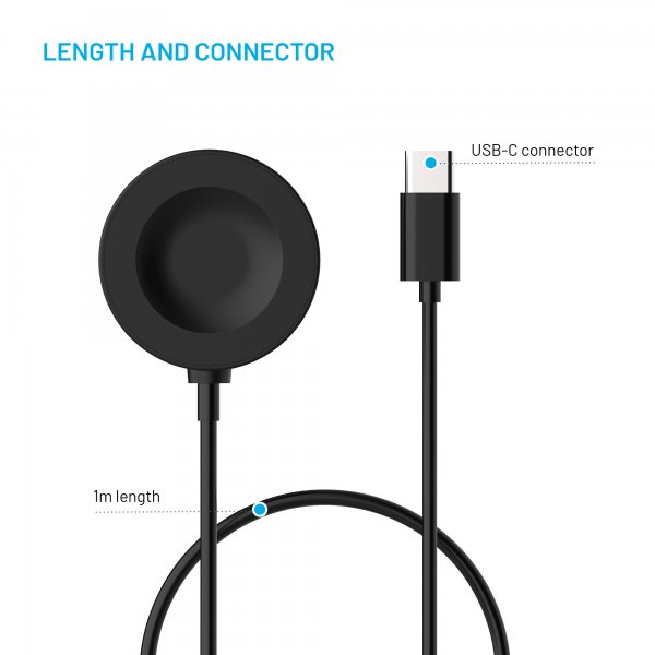 Fast Laddare Huawei Watch USB-C 1m Sort