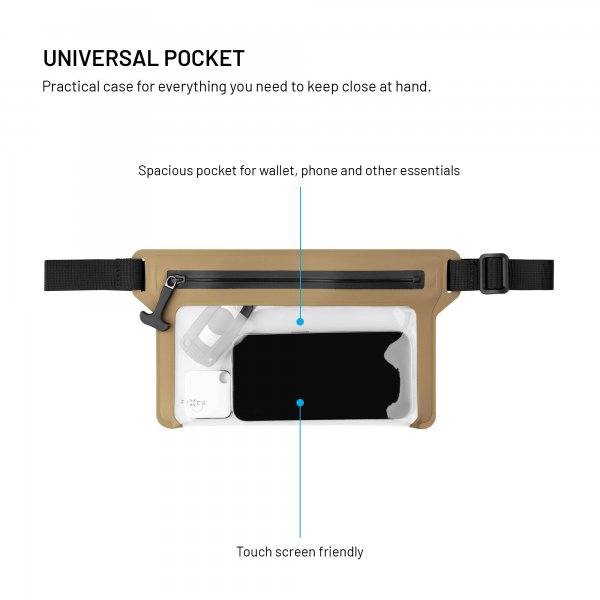 Fixed Vandtæt Etui til Mobiltelefon Dry Belt Khaki