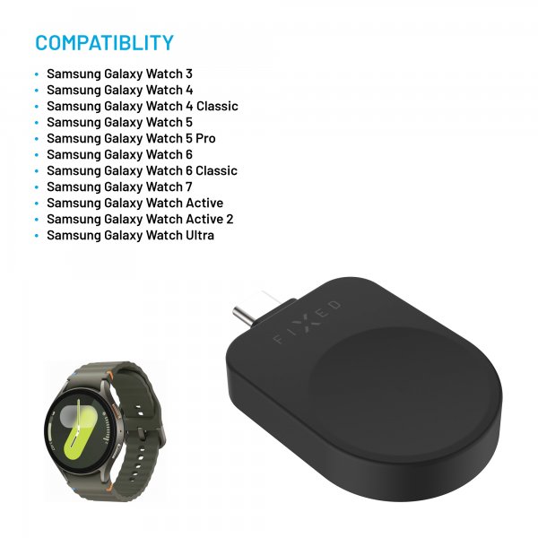 Fixed Oplader Samsung Galaxy Watch USB-C Sort