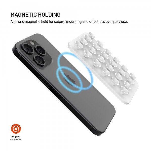 Fast MagSafe-holder med sugekopper MagMate Hvid