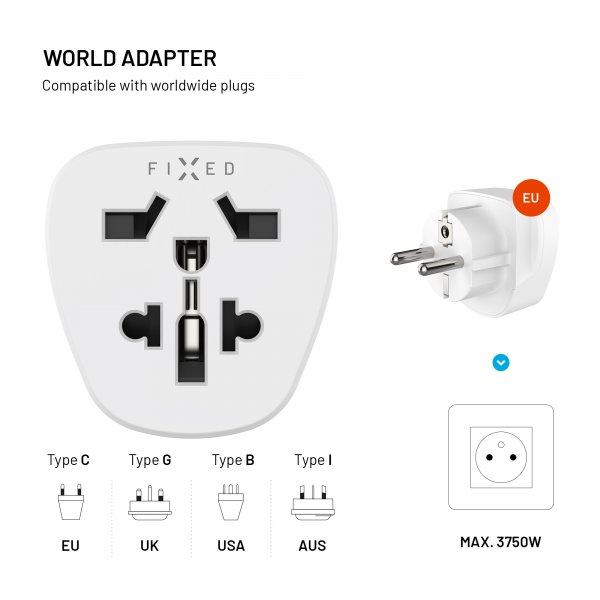 Fast Rejseadapter Schuko EU/Verden