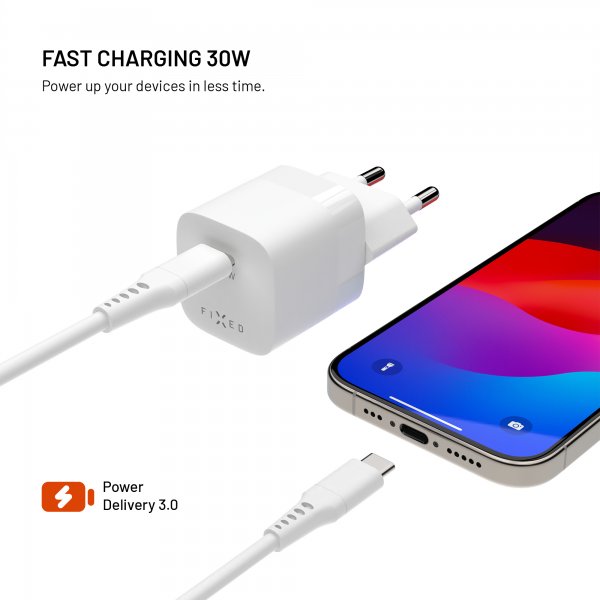 Fixed Laddare Mini PD 30W GaN USB-C Hvid