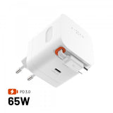 Fixed GaN65 Oplader med udtrækkeligt USB-C Kabel 65W