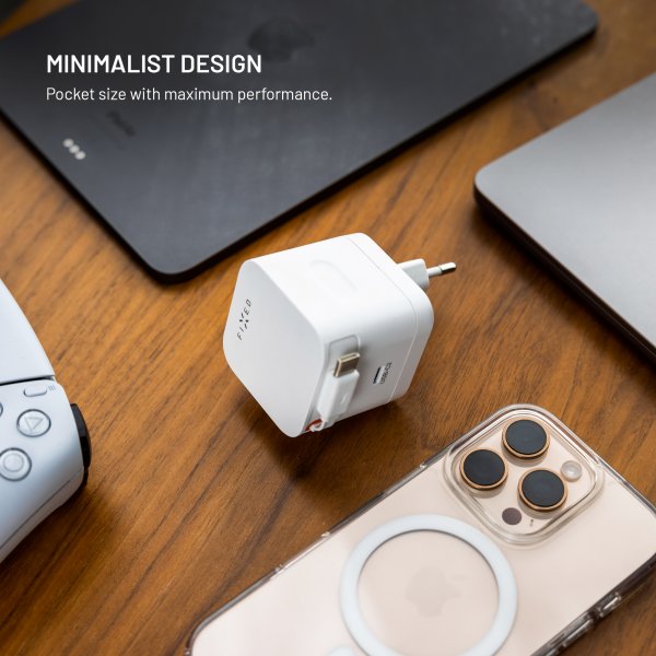 Fixed GaN65 Oplader med udtrækkeligt USB-C Kabel 65W