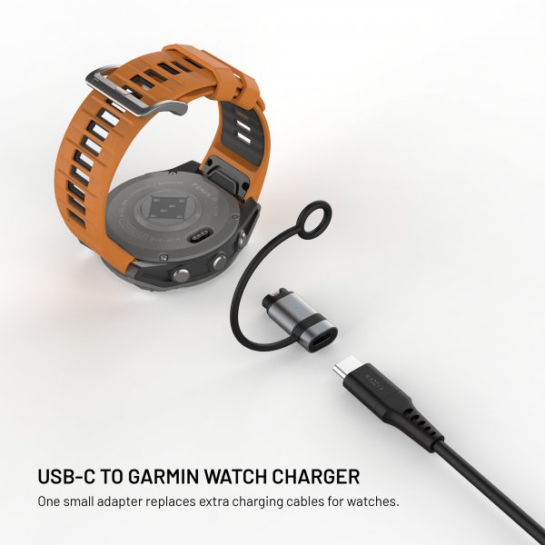 Fast Garmin Smartwatch Opladeradapter USB-C Sort