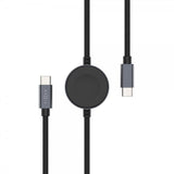 Fast USB-C kabel med Smartwatch-opladning 1.5m Sort
