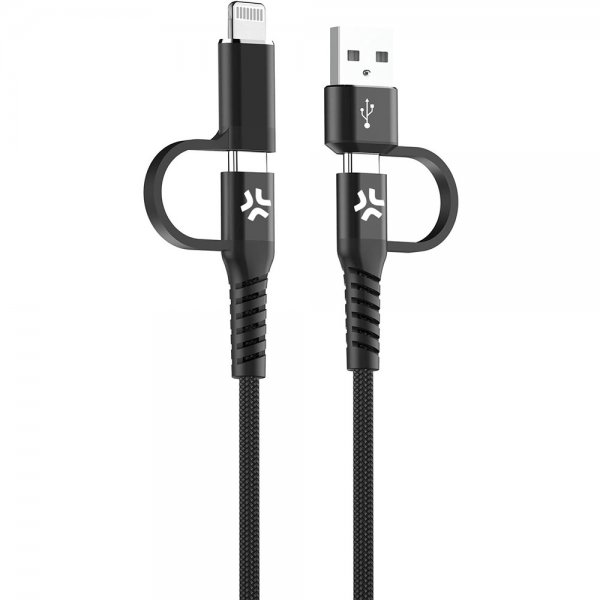 Celly Kabel 4 i 1 USB-C/USB-A/Lightning Kabel 60W 2m