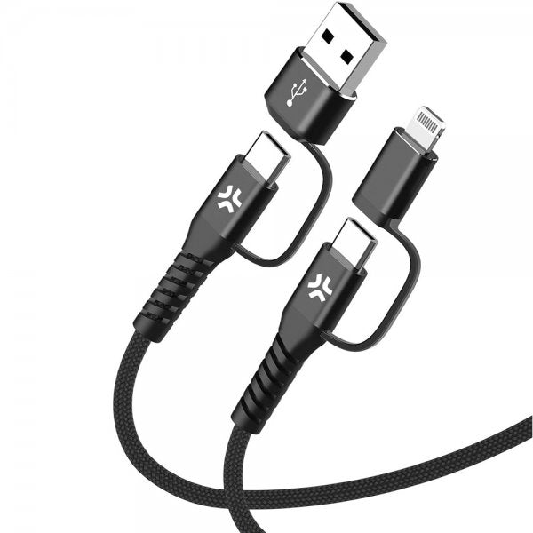 Celly Kabel 4 i 1 USB-C/USB-A/Lightning Kabel 60W 2m
