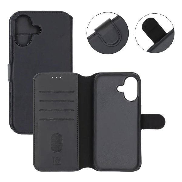Rvelon iPhone 17 Etui 4 Kortlommer Aftageligt Cover Sort