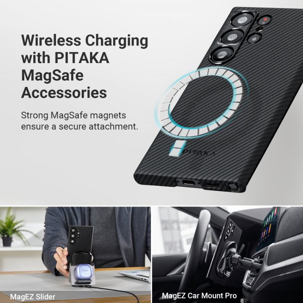 Pitaka Samsung Galaxy S23 Ultra Cover MagEZ Case 3 Black/Grey Twill