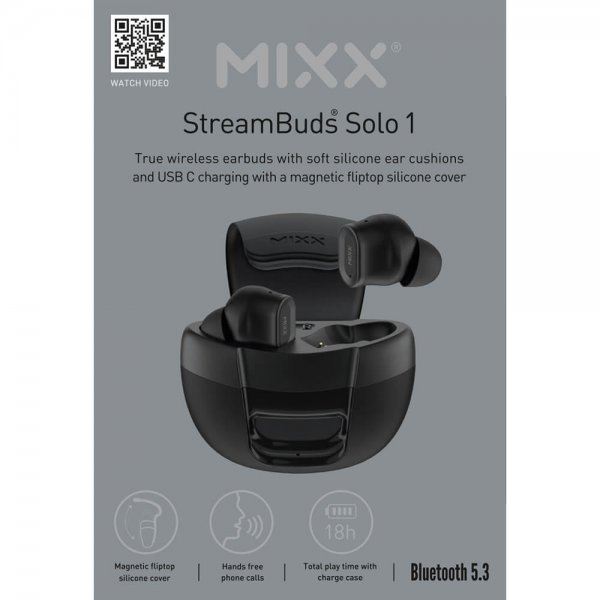 Mixx Høretelefoner StreamBuds Solo 1 TWS Sort