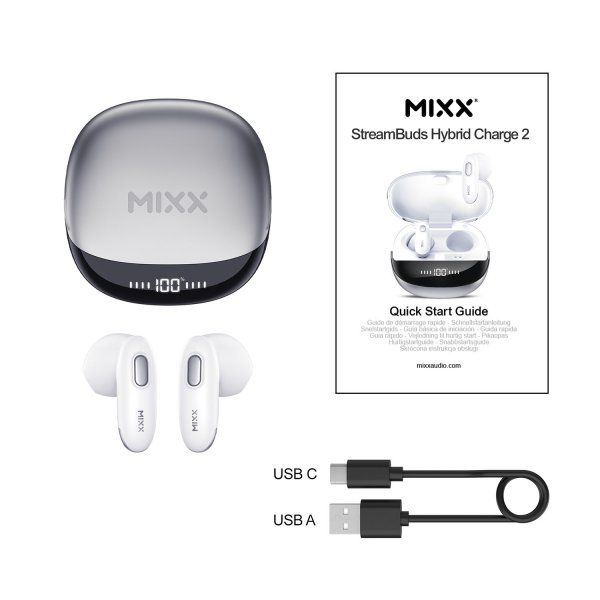 Mixx Trådløse Høretelefoner StreamBuds Hybrid Charge 2 Hvid