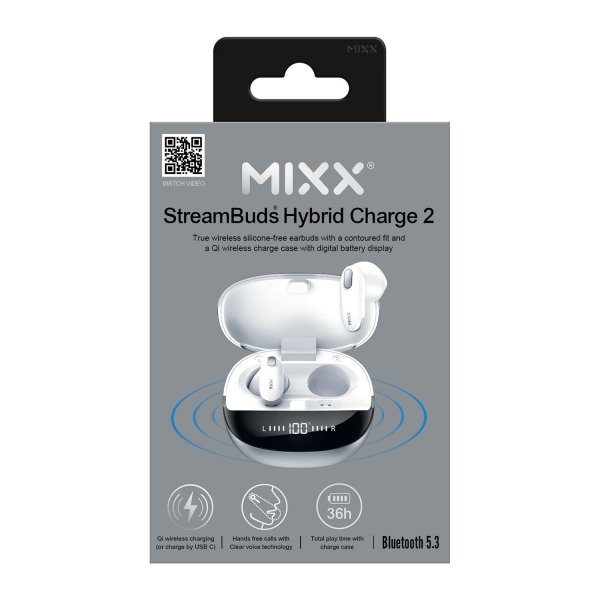 Mixx Trådløse Høretelefoner StreamBuds Hybrid Charge 2 Hvid