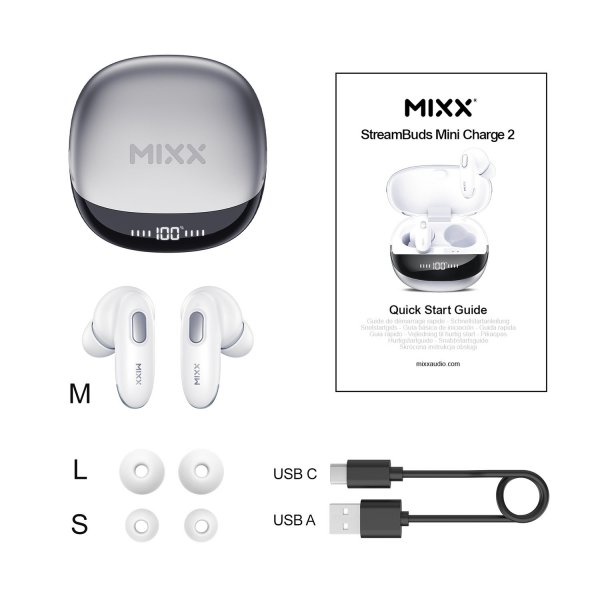 Mixx Trådløse Hovedtelefoner StreamBuds Mini Charge 2 Hvid