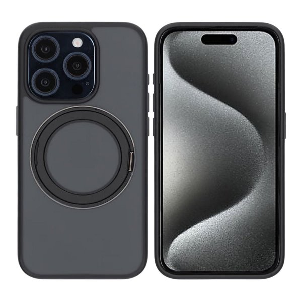 iPhone 15 Pro Cover Roterbart MagSafe Stativ Sort