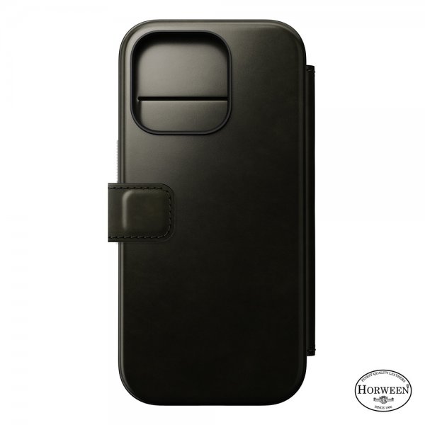 Nomad iPhone 16 Pro Fodral Modern Læder Folio Horween Green Chrome