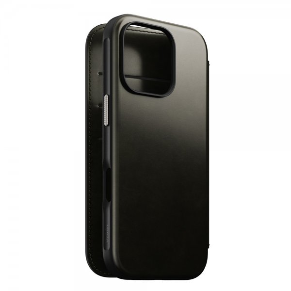 Nomad iPhone 16 Pro Fodral Modern Læder Folio Horween Green Chrome