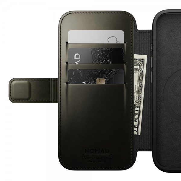 Nomad iPhone 16 Pro Fodral Modern Læder Folio Horween Green Chrome