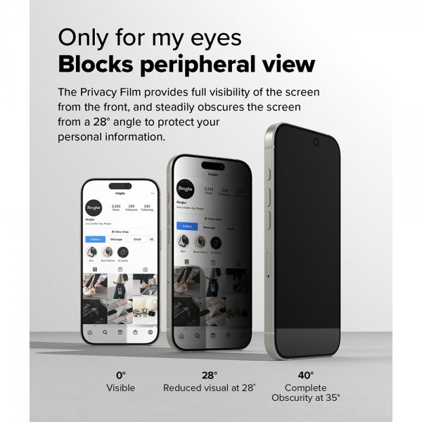 Ringke iPhone 16 Pro Skærmbeskyttelse Easy Slide Privacy 2-pak