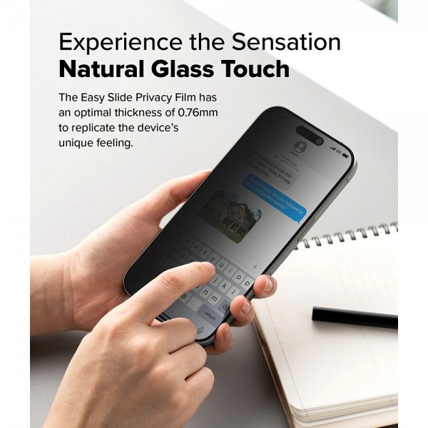 Ringke iPhone 16 Pro Skærmbeskyttelse Easy Slide Privacy 2-pak