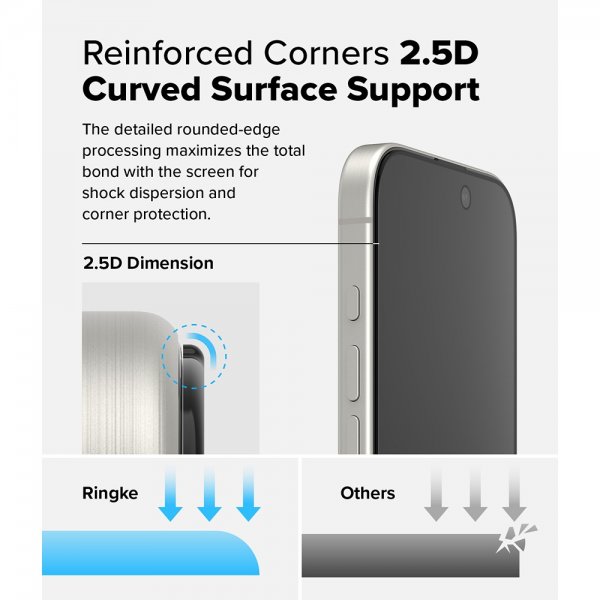Ringke iPhone 16 Pro Skærmbeskyttelse Easy Slide Privacy 2-pak