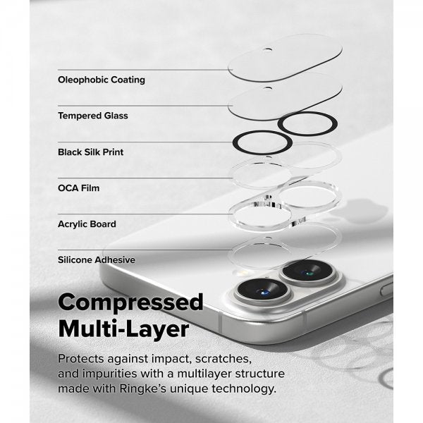 Ringke iPhone 16/iPhone 16 Plus Kamera Beskyttelse Camera Protector Glass 2-pak