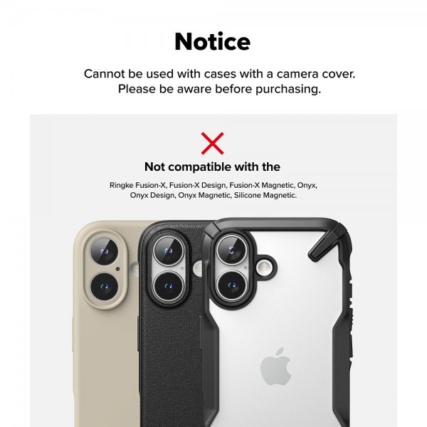 Ringke iPhone 16/iPhone 16 Plus Kamera Beskyttelse Camera Protector Glass 2-pak
