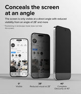Ringke iPhone 15 Pro Max Skærmbeskytter Privacy Hærdet Glas Installationsramme