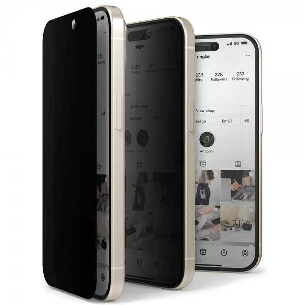 Ringke iPhone 15 Skærmbeskytter Privacy Tempered Glass Installation Jig