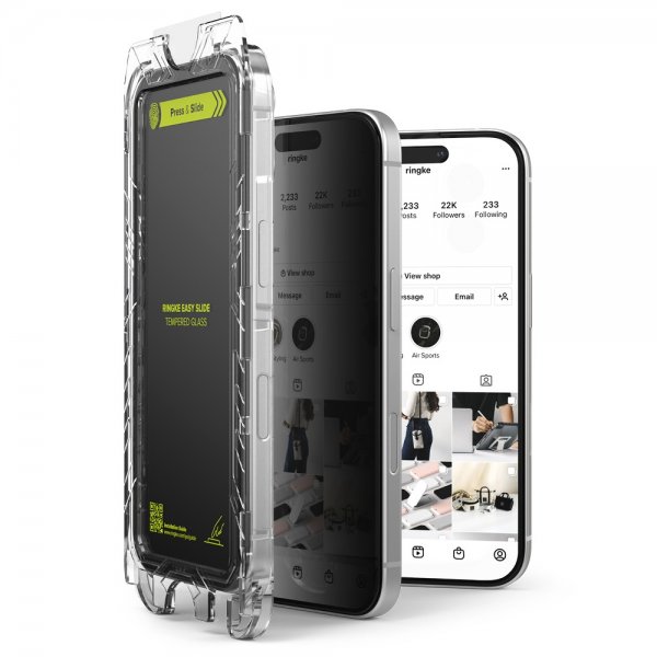 Ringke iPhone 16 Pro Max Skærmbeskyttelse Easy Slide Privacy 2-pak