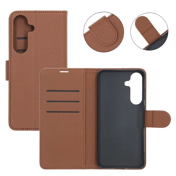 Samsung Galaxy S25 FE Etui med Kortlomme og Standfunktion Brun