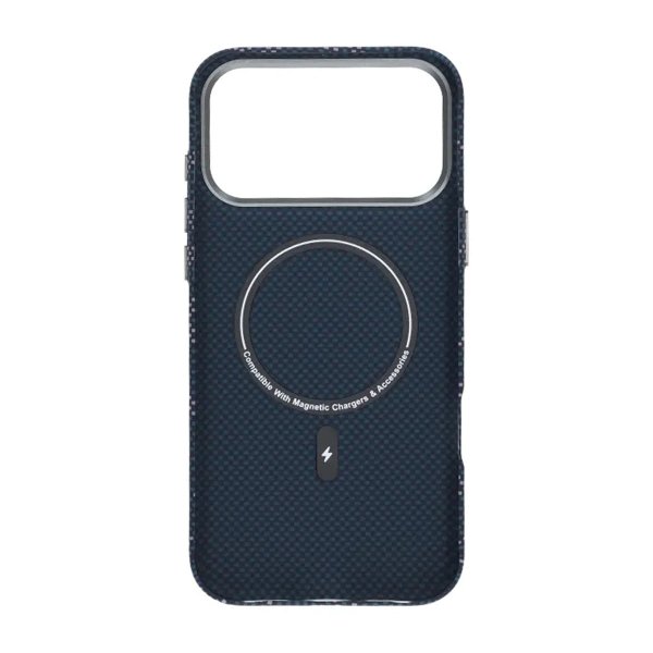 iPhone 17 Pro Max Cover Aramidfiber MagSafe Tekst Blå