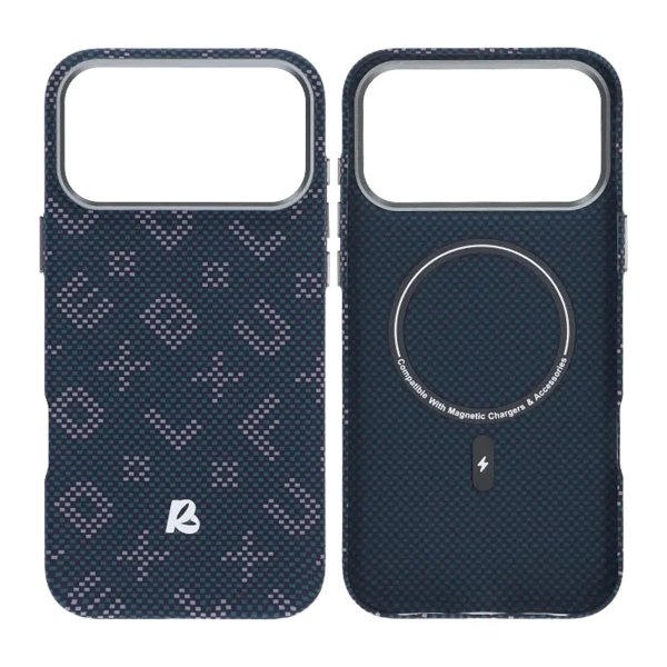 iPhone 17 Pro Max Cover Aramidfiber MagSafe Tekst Blå