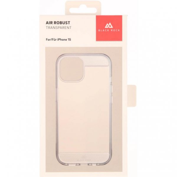 Black Rock iPhone 15 Cover Air Robust Case Transparent
