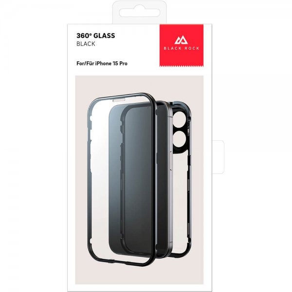 Black Rock iPhone 15 Pro Cover 360 Glass Transparent Sort