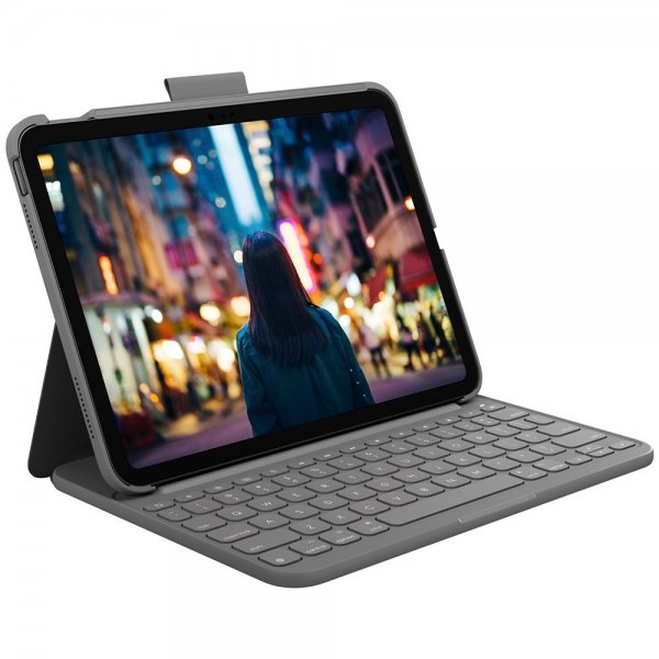 Logitech iPad 10.9 (gen 10)/iPad 11 (A16) Cover med Tastatur Slim Folio Oxford Grey Nordic
