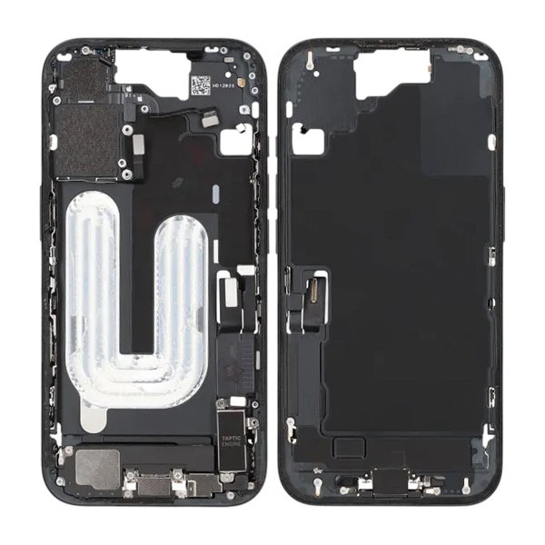 Mellemramme med smådele til iPhone 16 - Sort OEM