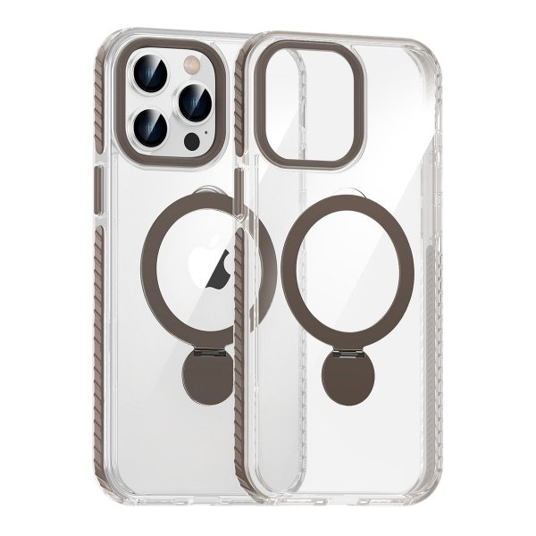 iPhone 15 Pro Cover Ringstativ MagSafe Sort Transparent
