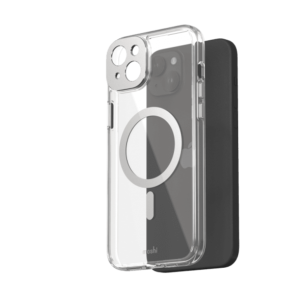 Moshi iPhone 15 Plus Cover iGlaze MagSafe Luna Silver