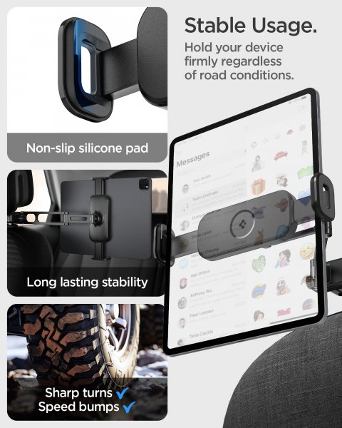 Spigen OneTap Universal Tablet Mount til bil nakkestøtte UTS45 Sort