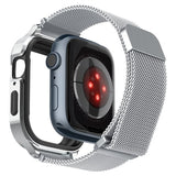 Spigen Apple Watch 45mm Cover med Rem Metal Fit Pro Silver