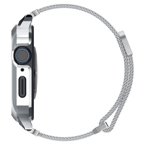 Spigen Apple Watch 45mm Cover med Rem Metal Fit Pro Silver