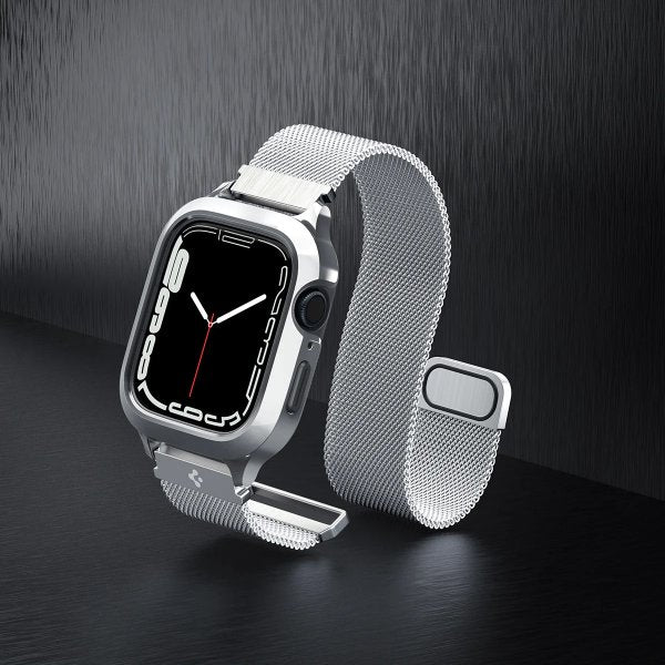 Spigen Apple Watch 40mm Skal med Armbånd Metal Fit Pro Sølv