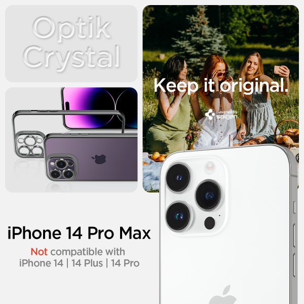 Spigen iPhone 14 Pro Max Cover Optik Crystal Chrome Gray