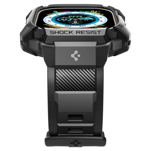 Spigen Apple Watch Ultra Etui og Rem Rugged Armor Pro Sort