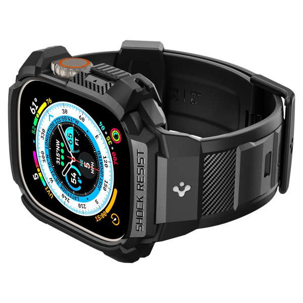 Spigen Apple Watch Ultra Etui og Rem Rugged Armor Pro Sort