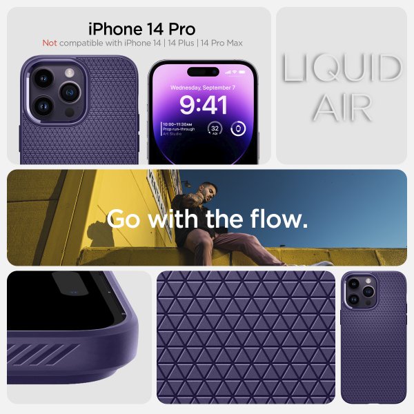 Spigen iPhone 14 Pro Cover Liquid Air Deep Purple
