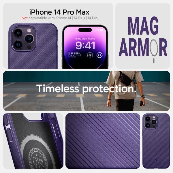 Spigen iPhone 14 Pro Max Cover Mag Armor MagFit Deep Purple