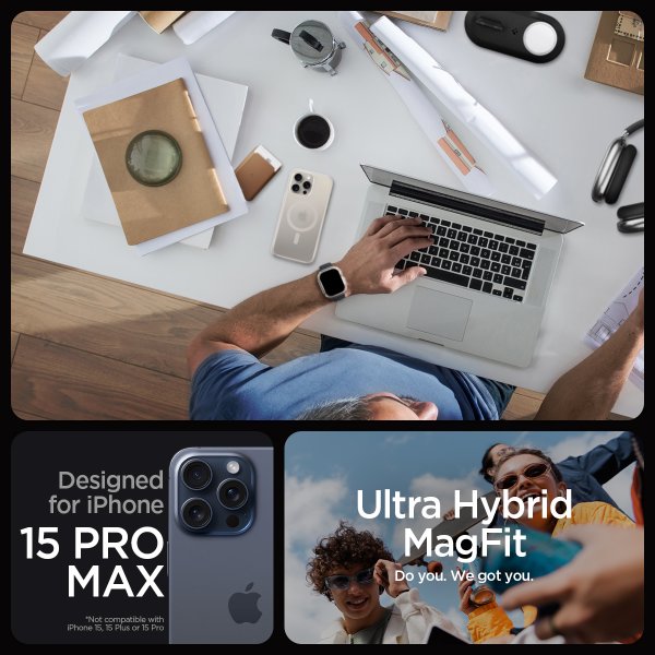 Spigen iPhone 15 Pro Max Cover Ultra Hybrid MagFit Frost Natural Titanium